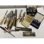 A selection of vintage boxed cutlery and other flatware