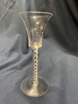 A Georgian hand blown air twist cordial glass, h17cm, base d6.8cm, rim d6.2cm