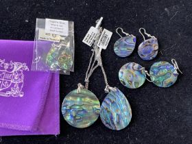 A selection of assorted Abalone shell jewellery