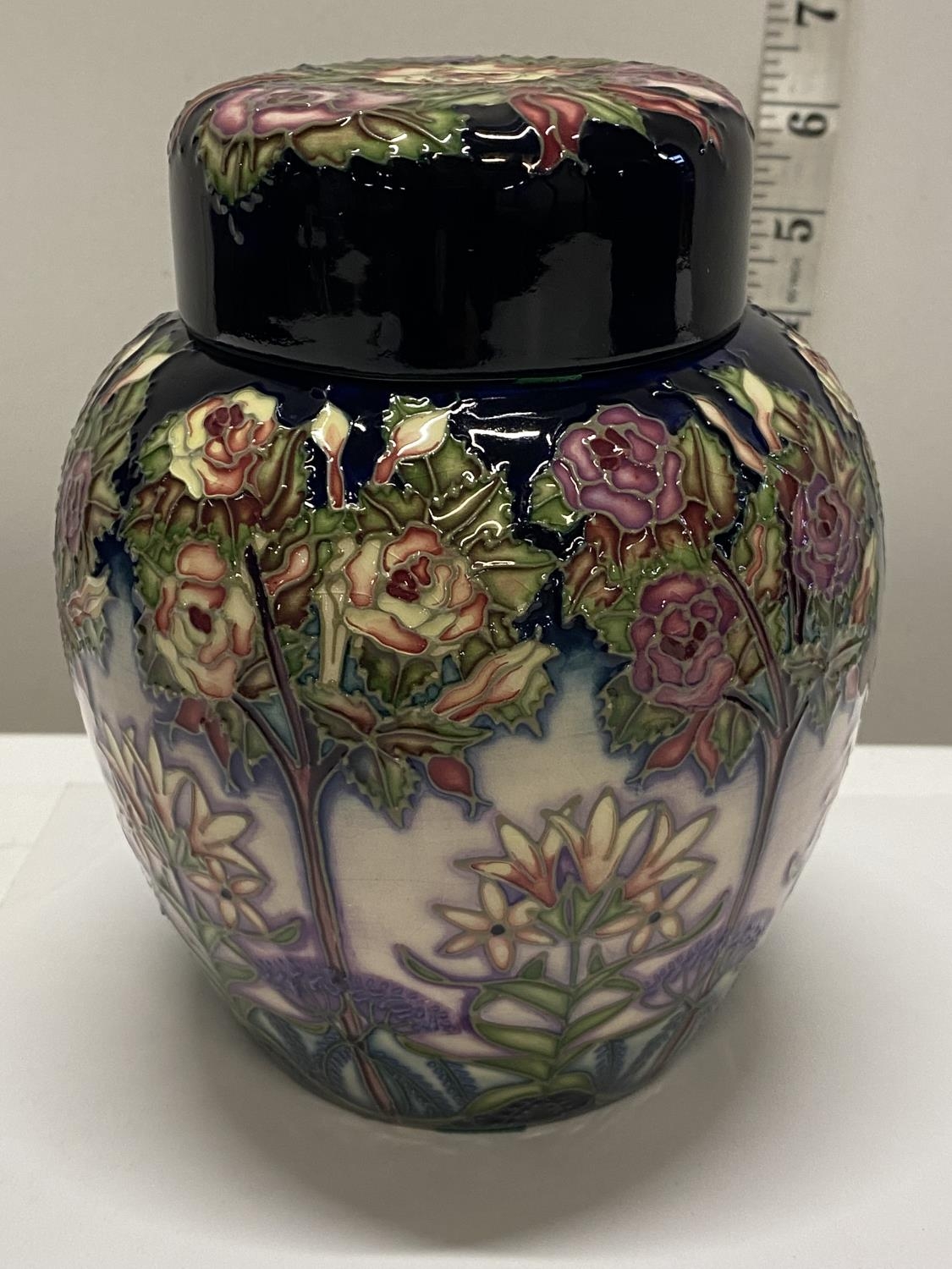 A boxed limited edition 2003 Moorcroft ginger jar 'Romeo and Juliet' by Rachel Bishop 133/250 h16cm - Image 2 of 3