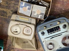 Two vintage reel to reel players and accessories, shipping unavailable