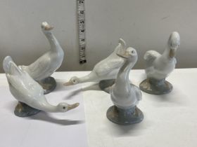 Five Nao geese figurines