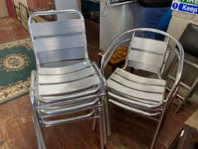 Five Aluminium patio chairs, shipping unavailable