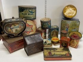 A large selection of vintage and antique tins