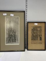 Two framed antique lithographic prints, shipping unavailable