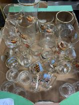 A selection of assorted vintage printed glasswares, shipping unavailable