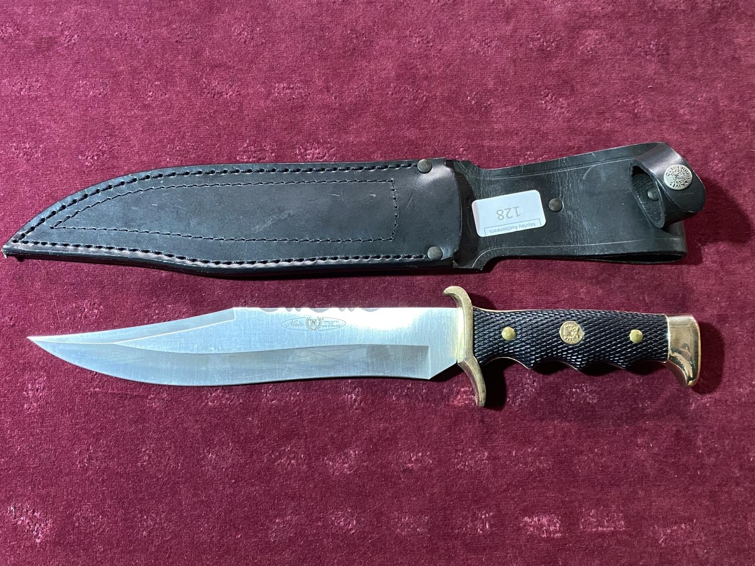 A Nieto bowie style knife with sheath blade length 23cm, UK shipping only