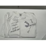 A signed replica Leeds United 1972 FA cup winning shirt signed by Alan Clarke, Eddy Grey, Jack