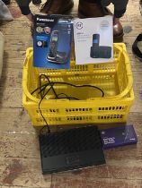 A box of electronics including telephones (untested)