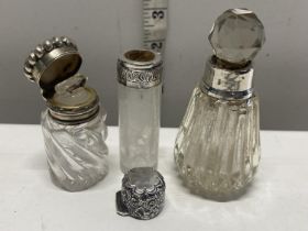 A selection of hallmarked silver topped bottles a/f