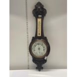 A vintage mahogany banjo barometer, L92cm shipping unavailable