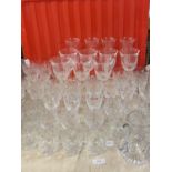 A large selection of cut glass crystal including decanters, shipping unavailable