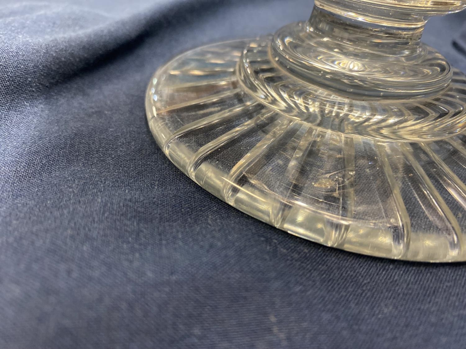 A very rare large Georgian wheel etched glass chalice with facet cut decoration 'God Speed the - Image 5 of 5