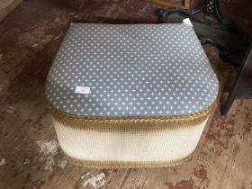 A vintage Lloyd Loom linen basket, shipping unavailable