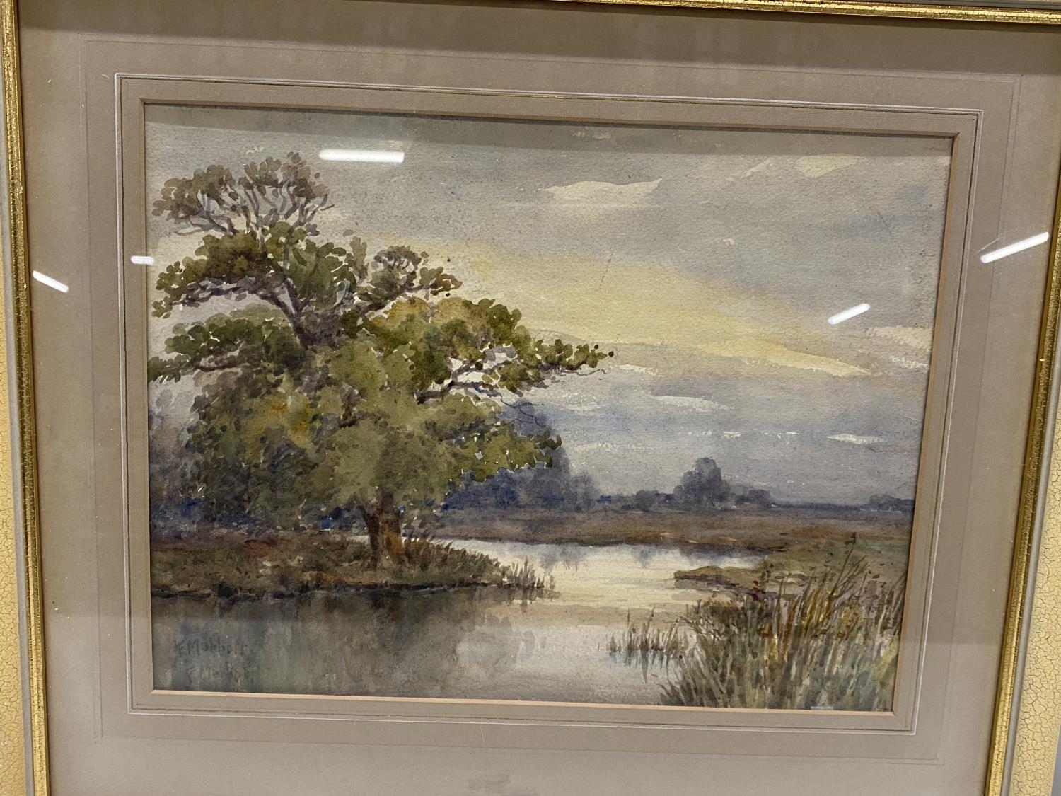 A framed watercolour by F Mabott 46x40cm