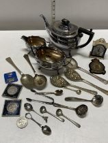 A job lot of assorted silver plated ware and other