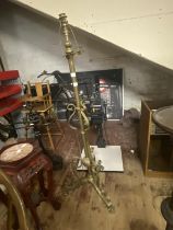 A heavy vintage brass floor lamp, shipping unavailable