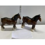 Two Beswick shire horse figurines