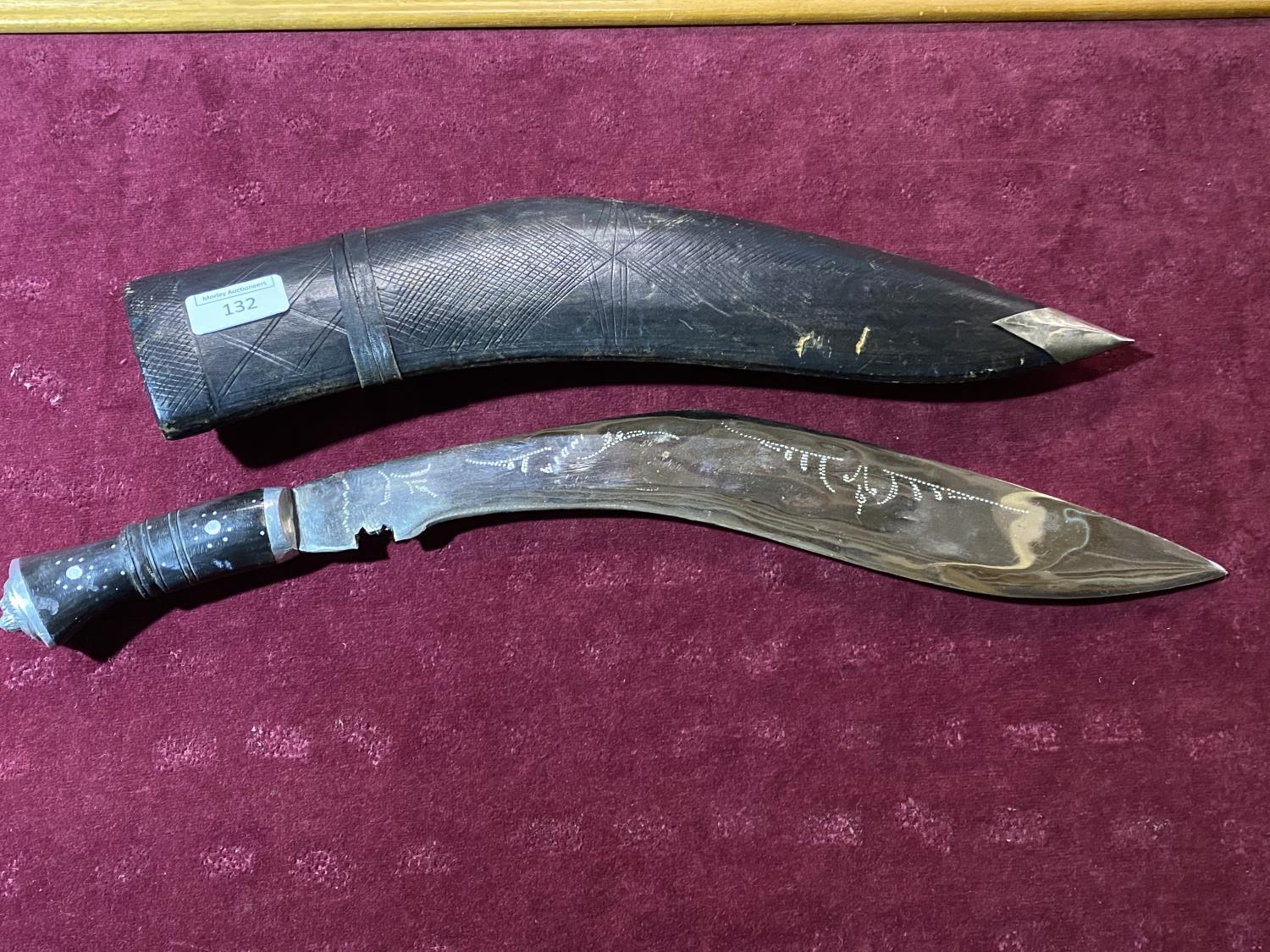 A sheathed vintage Kukri knife, UK shipping only