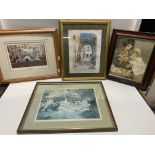 Four pieces of assorted framed artwork, shipping unavailable