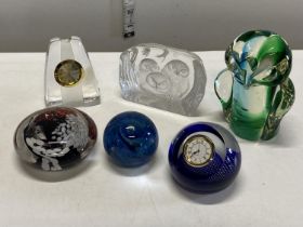A selection of assorted glassware items including paperweights