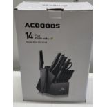 A ACOQOOS 14 piece knife set (unchecked)