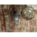 Two vintage industrial light fittings, shipping unavailable