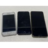Three assorted mobile phones for spares and repairs