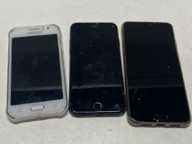 Three assorted mobile phones for spares and repairs