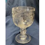 A large American limited edition glass chalice celebrating Franklin D Roosevelt 32nd President of