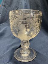 A large American limited edition glass chalice celebrating Franklin D Roosevelt 32nd President of