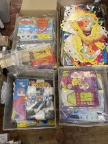 Two boxes of assorted vintage McDonald's happy meal boxes and other McDonalds accessories