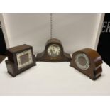 Three assorted vintage mantle clocks (sold as seen), shipping unavailable