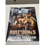 A Ruiz VS Jones official programme signed by Ruiz