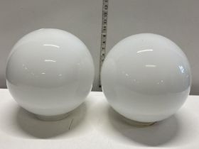 A pair of vintage milk glass ceiling shades, shipping unavailable