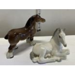 Two Russian Lomonosov horse figurines