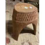 A heavy African dense wood planter stand, H40cm, shipping unavailable