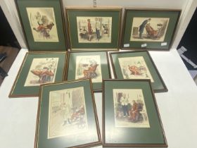 Eight framed Frank Reynolds Dentist related prints, shipping unavailable
