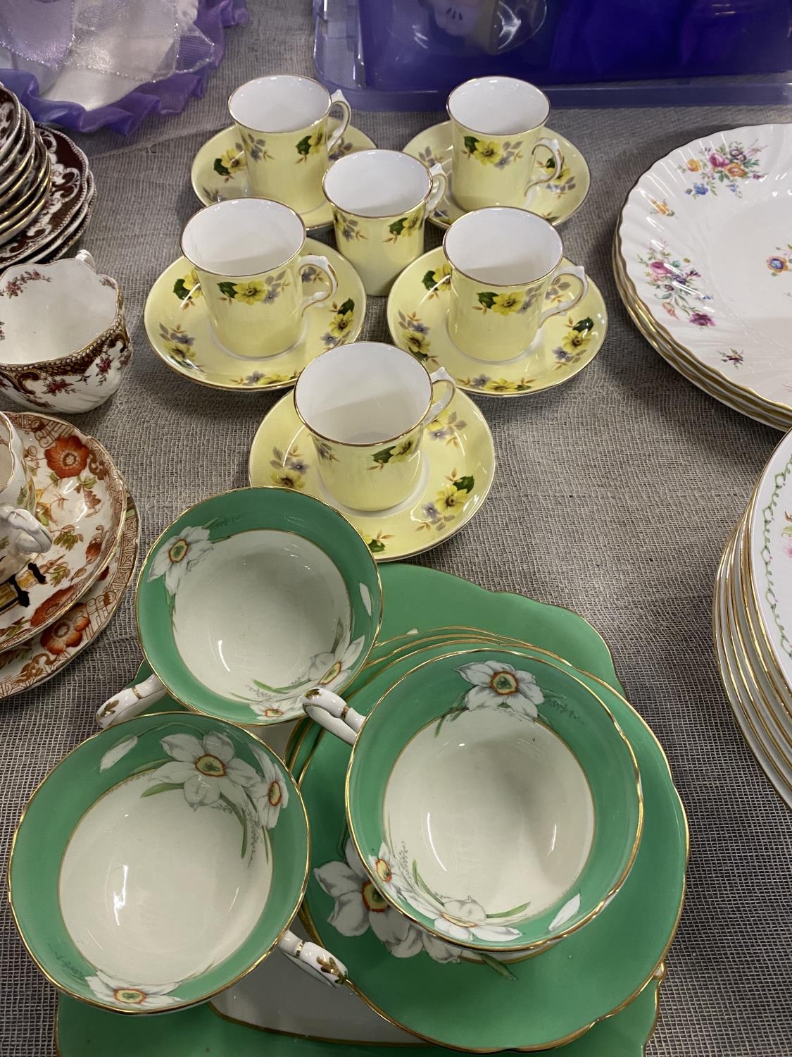 A part Paragon tea service and a Royal Imperial coffee set, shipping unavailable