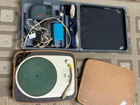 A vintage Pye turntable and a vintage slide projector (untested), shipping unavailable