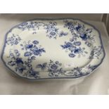A Spode blue and white meat plate, 40x32cm, shipping unavailable