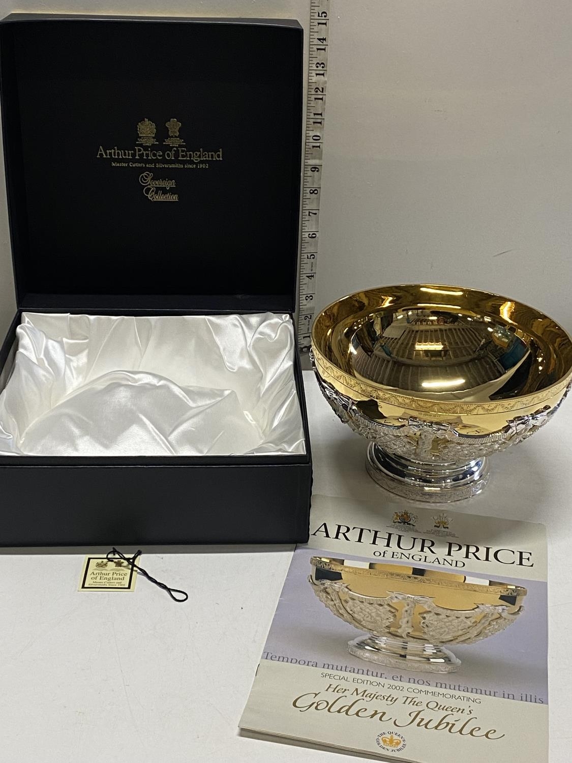 A boxed Arthur Price limited special edition silver plated bowl commemorating HM the Queen Golden
