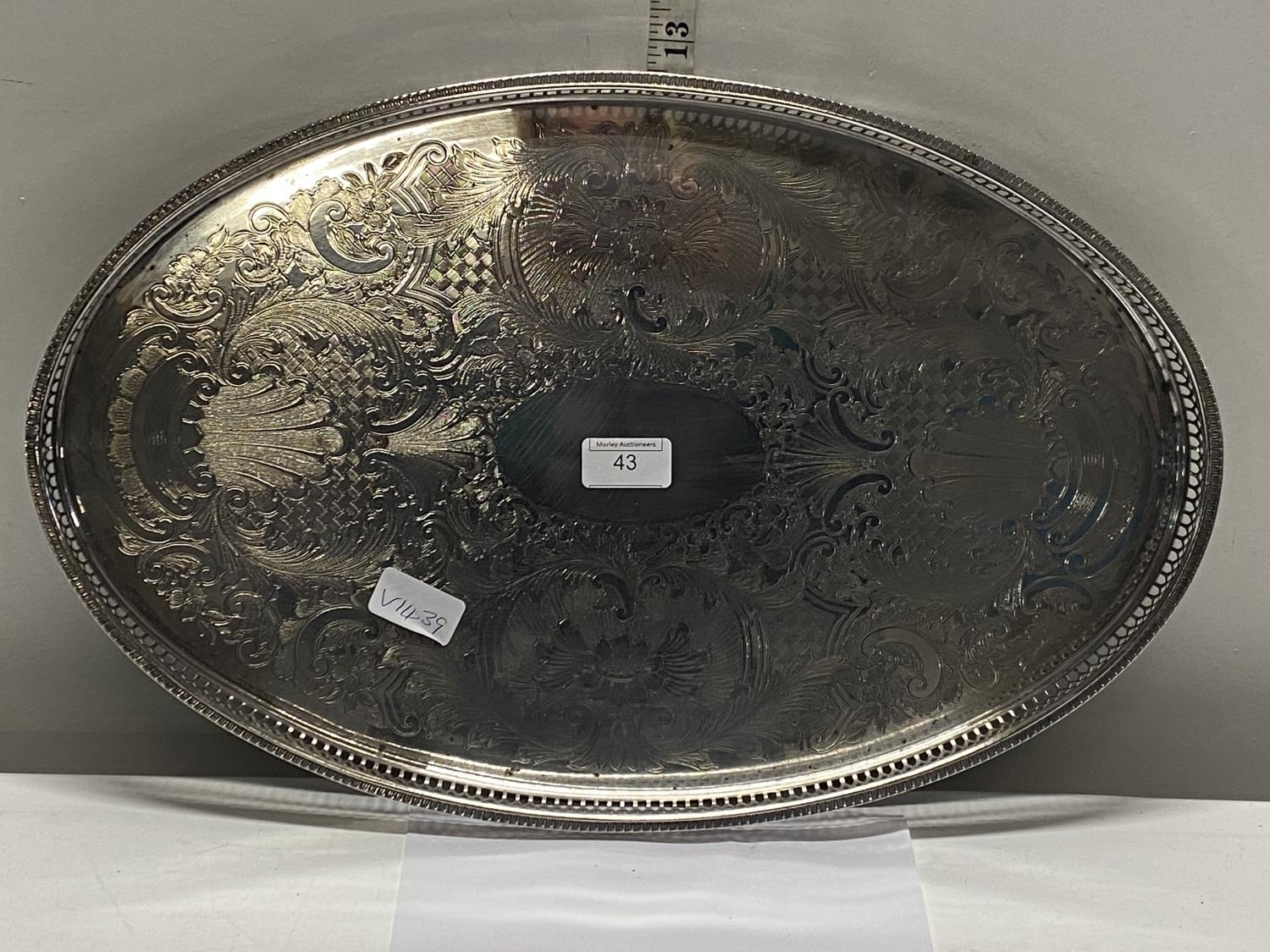 A good quality silver plated galleried tray by Cavalier Sheffield, 50x30cm