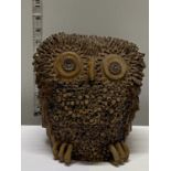 A large, heavy vintage art pottery owl by Paul Williamson