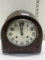 A Art Deco period mantle clock with key and pendulum, shipping unavailable