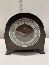 A 1930's Smith's Enfield mantle clock with pendulum and key, shipping unavailable