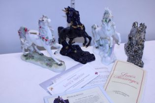 Four assorted Princeton Gallery Limited Edition Unicorn porcelain figurines (one with damage)