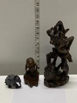 Three African themed carvings