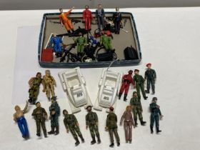 A selection of vintage GI Joe action force figures and accessories