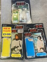 Three 1983 empty Star Wars blister packs